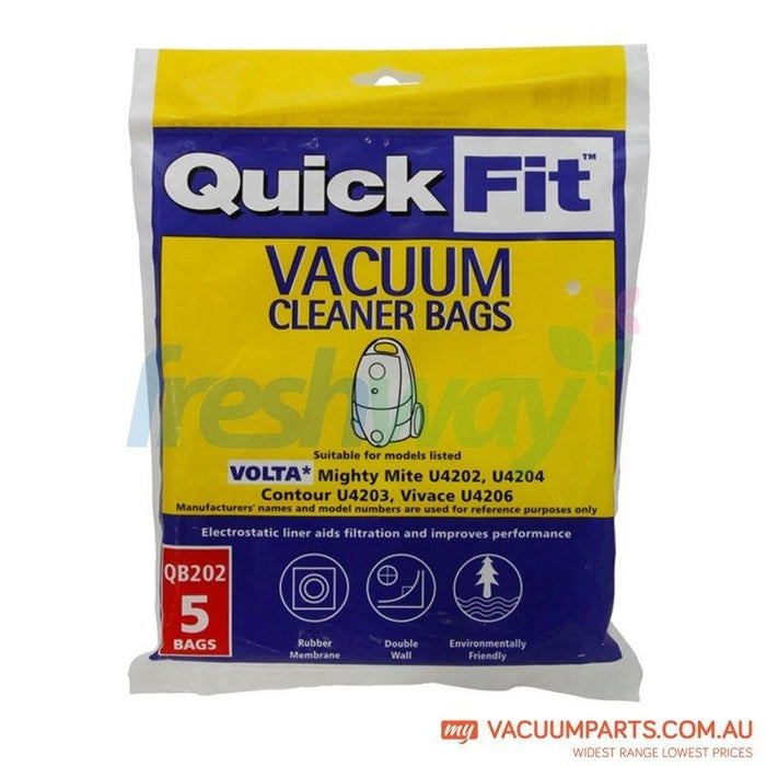 Volta QB202 Vacuum Bags for Mighty Mite, Contour and Vivace Pack of 5