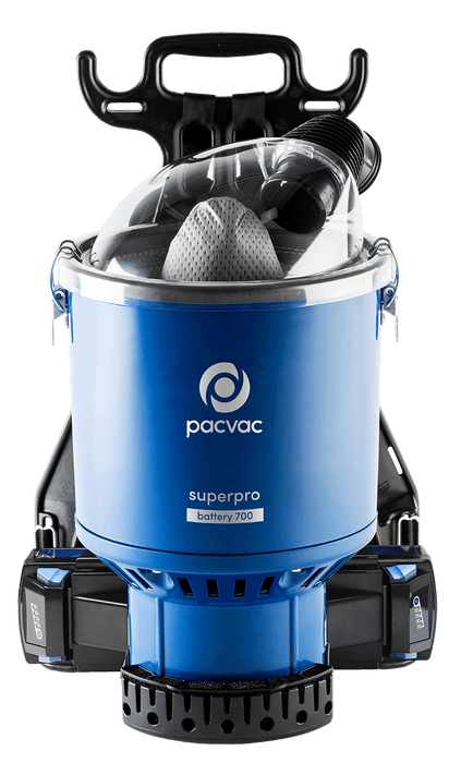 Pacvac Superpro 700 Advance Battery Wireless Backpack Vacuum with 4 Battery Pack