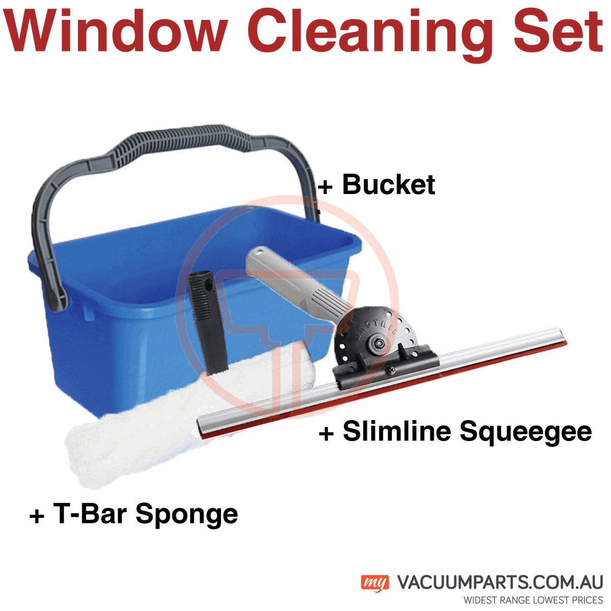 Window Cleaning Tools - Bucket Slimline Squeegee T- Bar Sponge